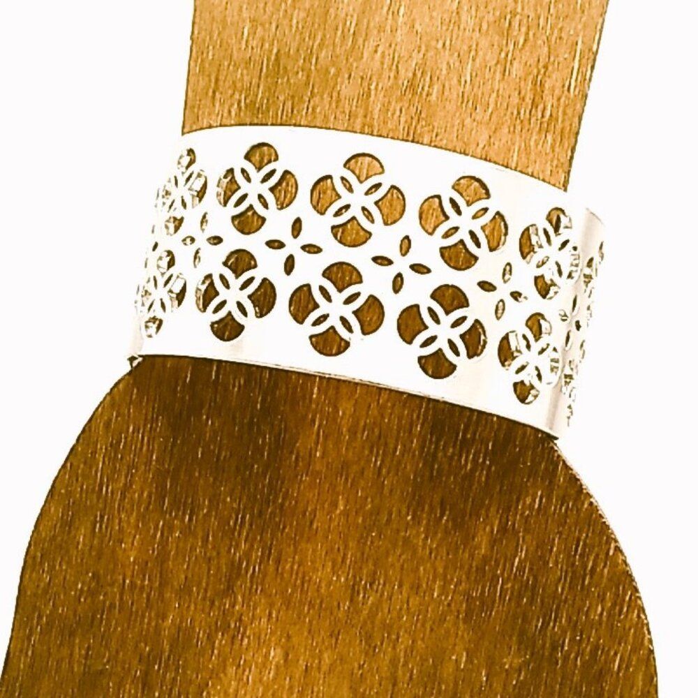 Silver-tone Wide Laser Cut Cuff Bracelet